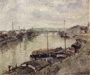 Camille Pissarro The Stone bridge and barges at Rouen France oil painting artist